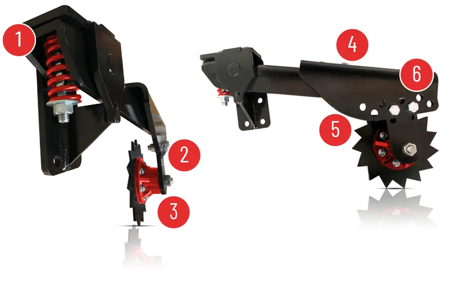 Diagram pointing out features of J&M's row closers