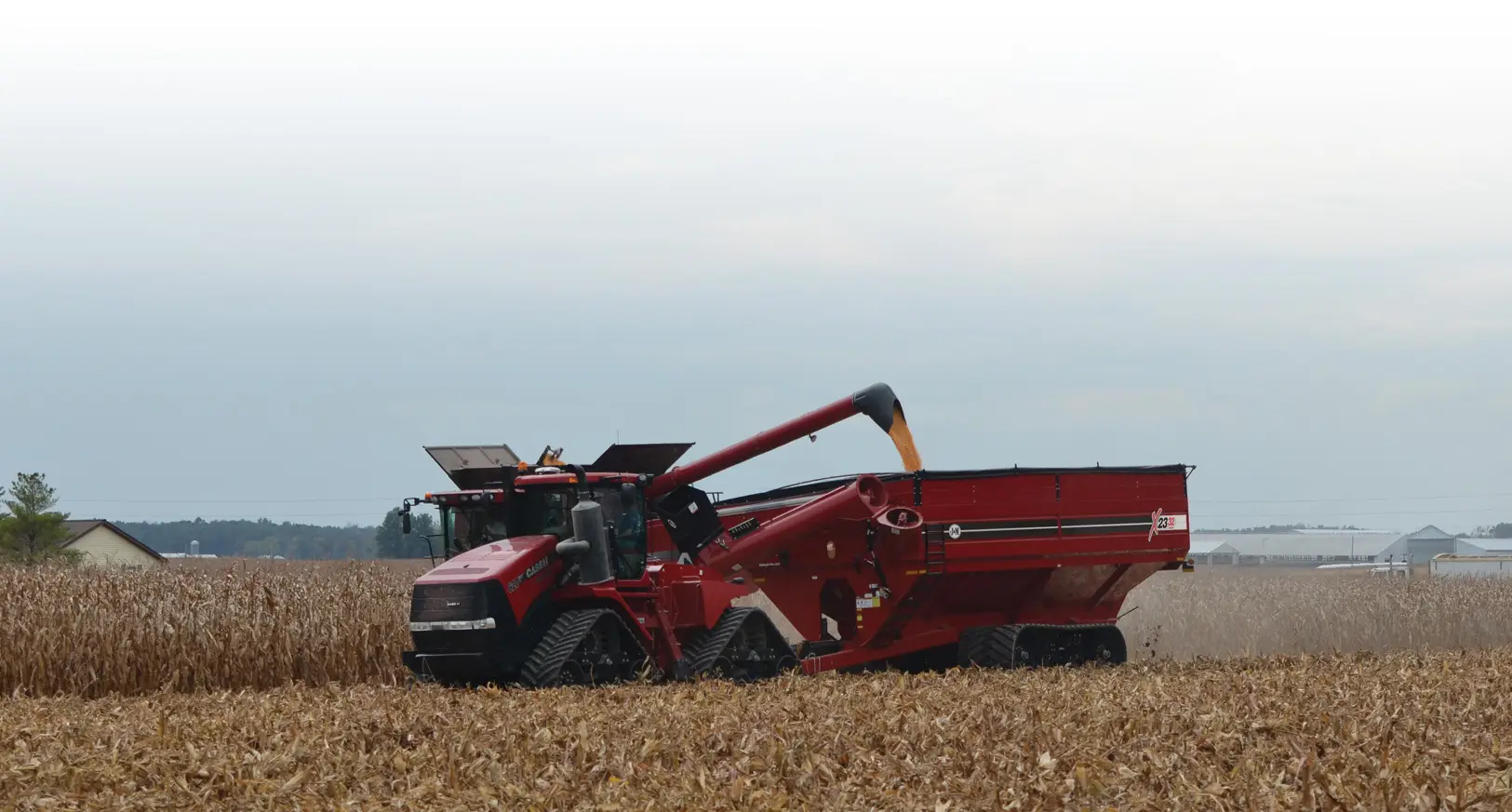 Red Dual Auger Grain Cart