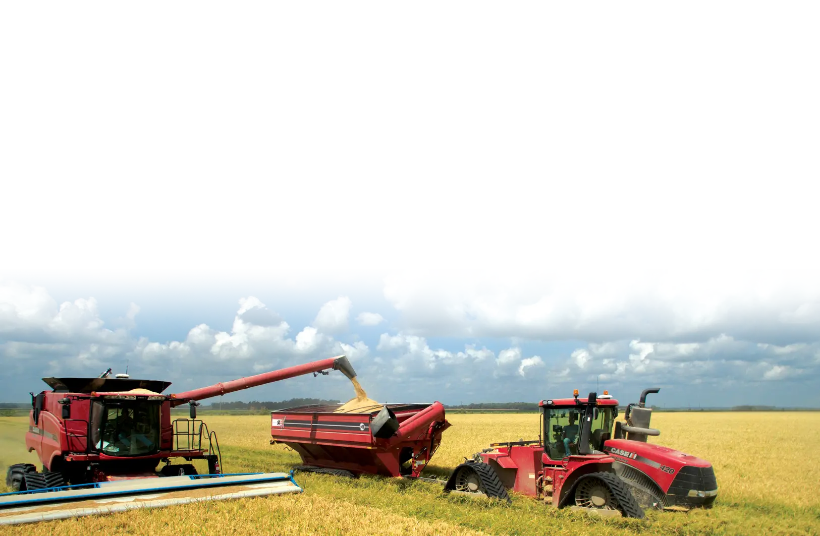 Dual Auger Grain Cart Unloading into a Truck