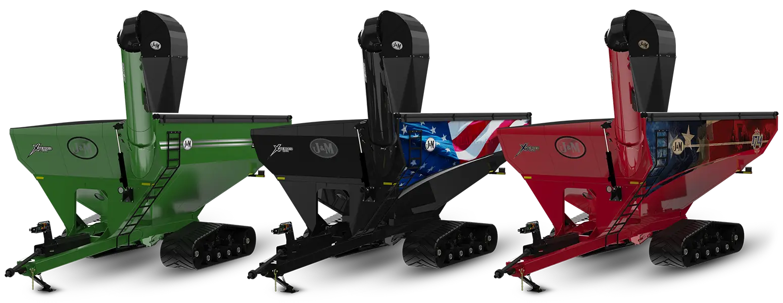 Line up of different color cart with different decals