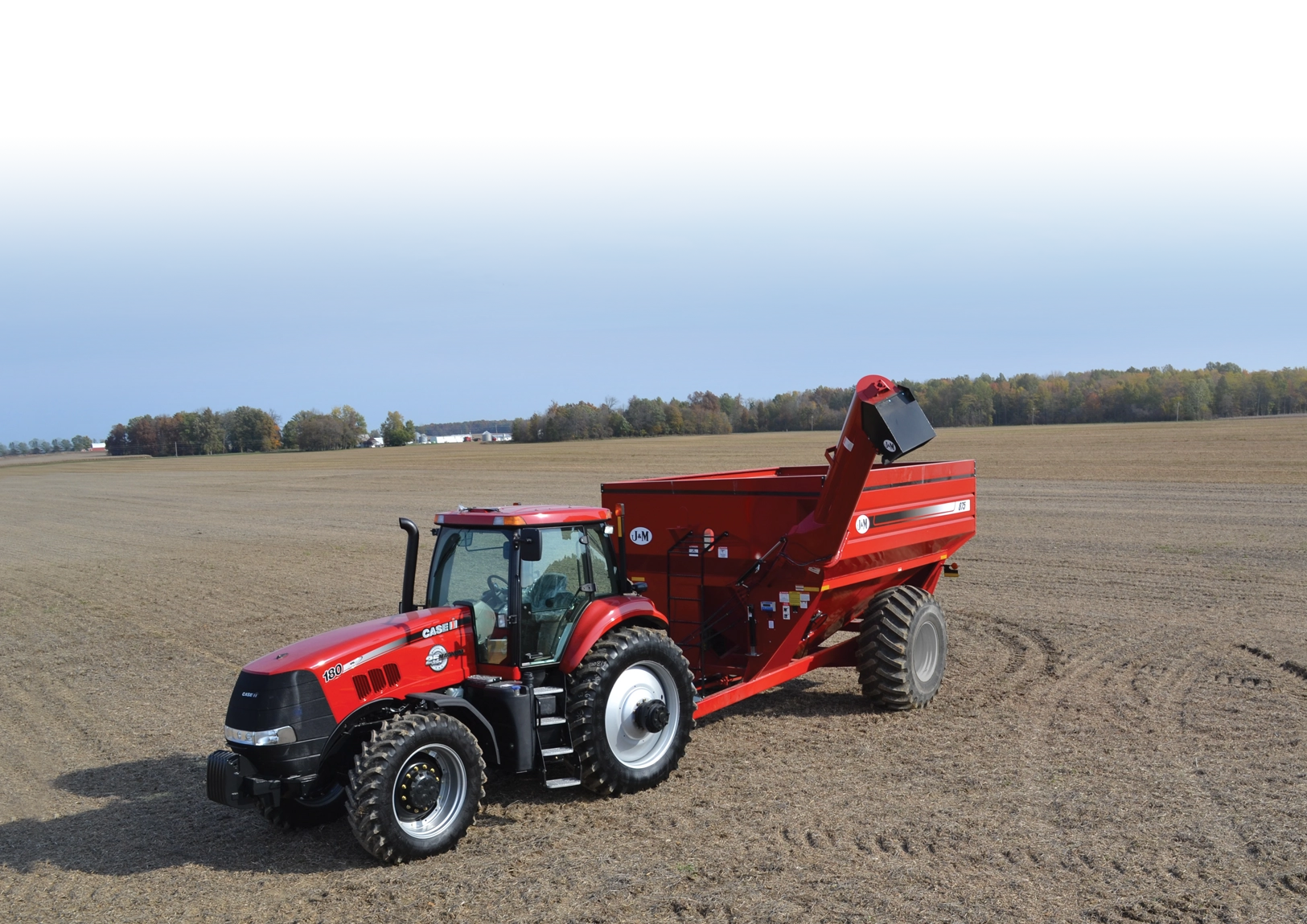 Red Classic Front Fold Grain Cart in Field