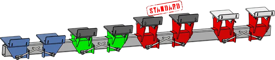 diagram showing the 4 different header mount options for the low profile header transport