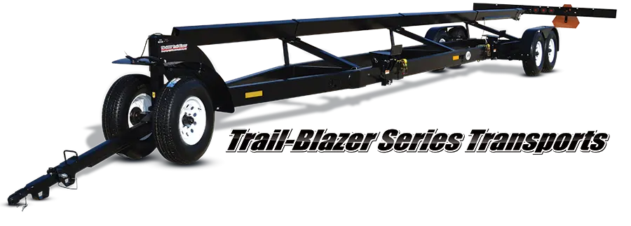 a cutout of a trail blazer header transport showing the 4-wheel steer components.