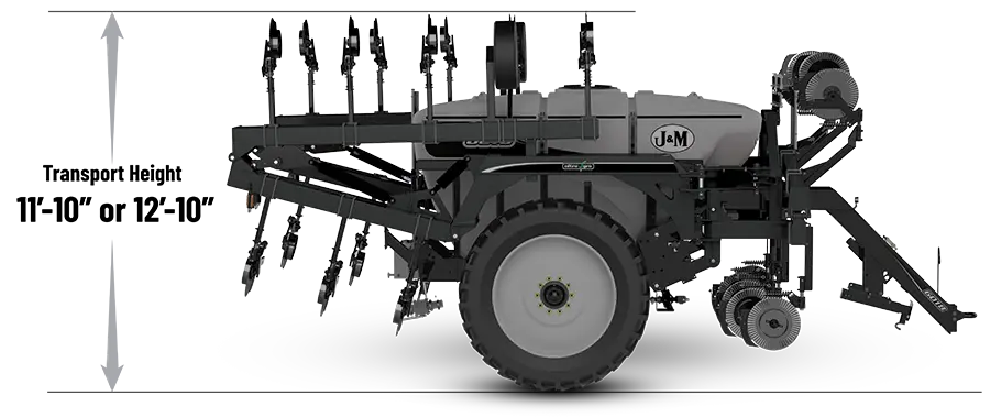 nitrogen applicator folded with the view from the side showing its compact design.