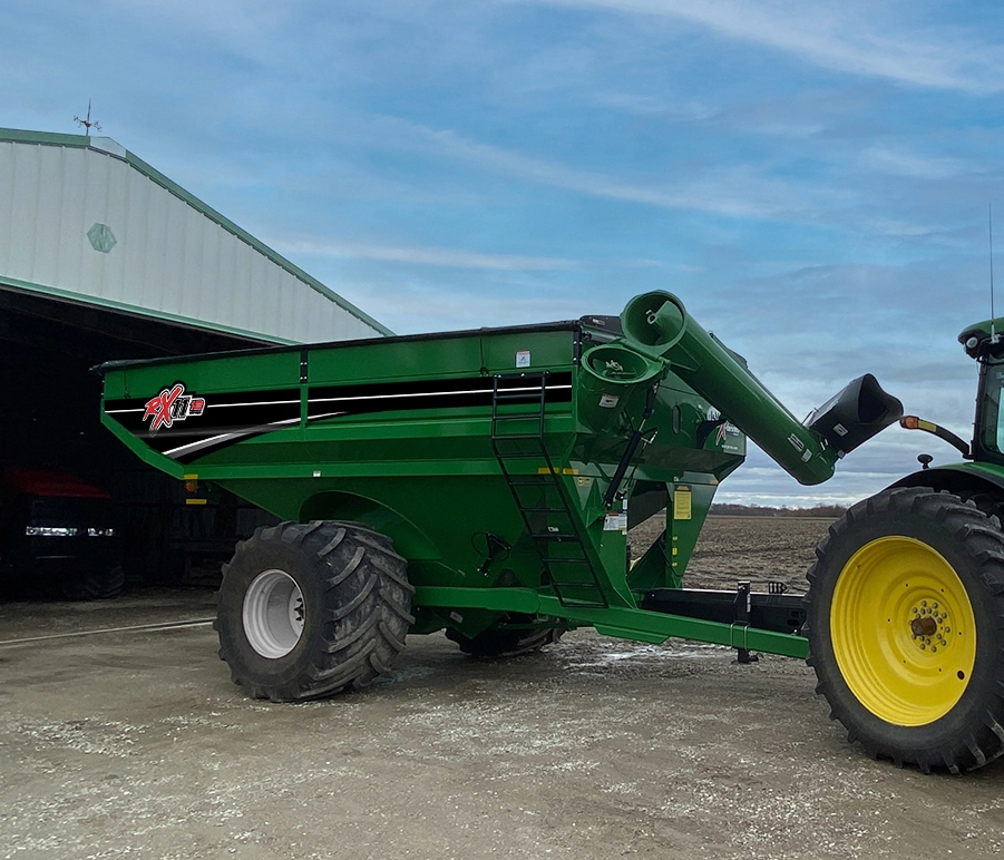 Right Side Auger Grain Cart Outside of Barn