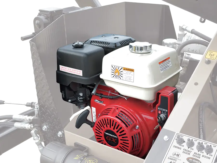 open and easily accessible engine compartment on a c450 pro box seed tender