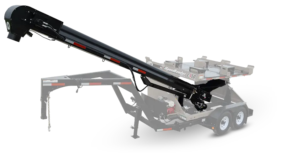 a cutout image of the c450 showing the long reach of the conveyor